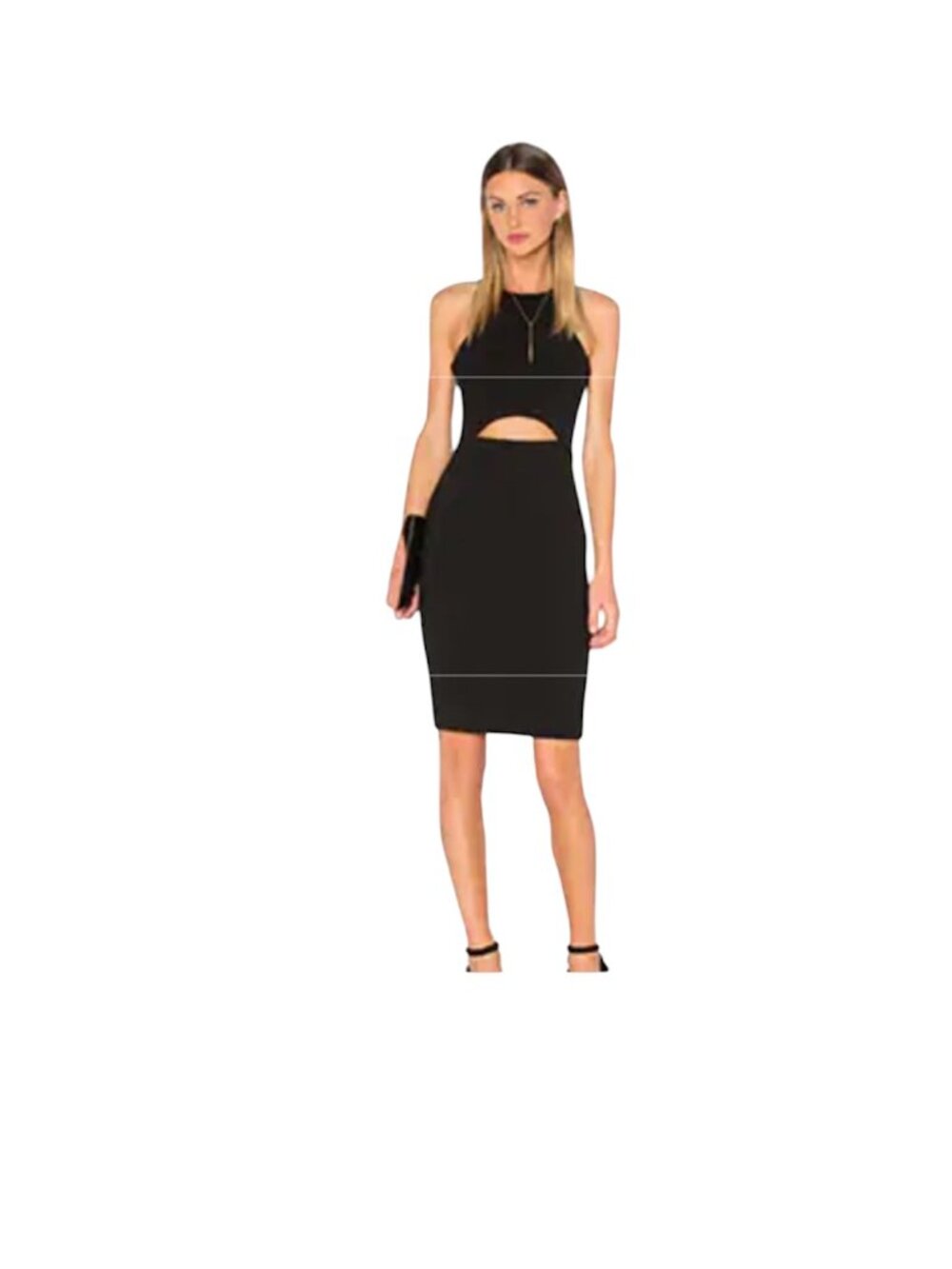 Likely Black Cutout Midi Dress Sleeveless Back Slit Size 2